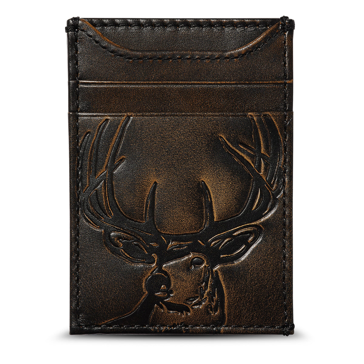 Bordeaux leather wallet with 2024 a deer